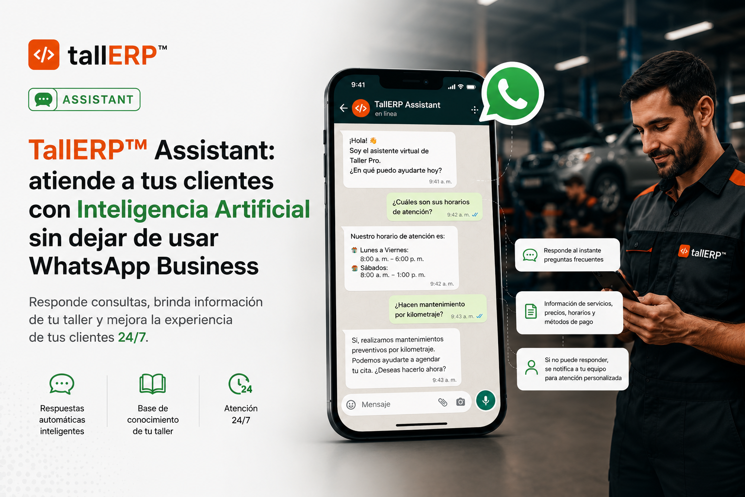 TallERP™ Assistant: atiende a tus clientes con Inteligencia Artificial sin dejar de usar WhatsApp Business