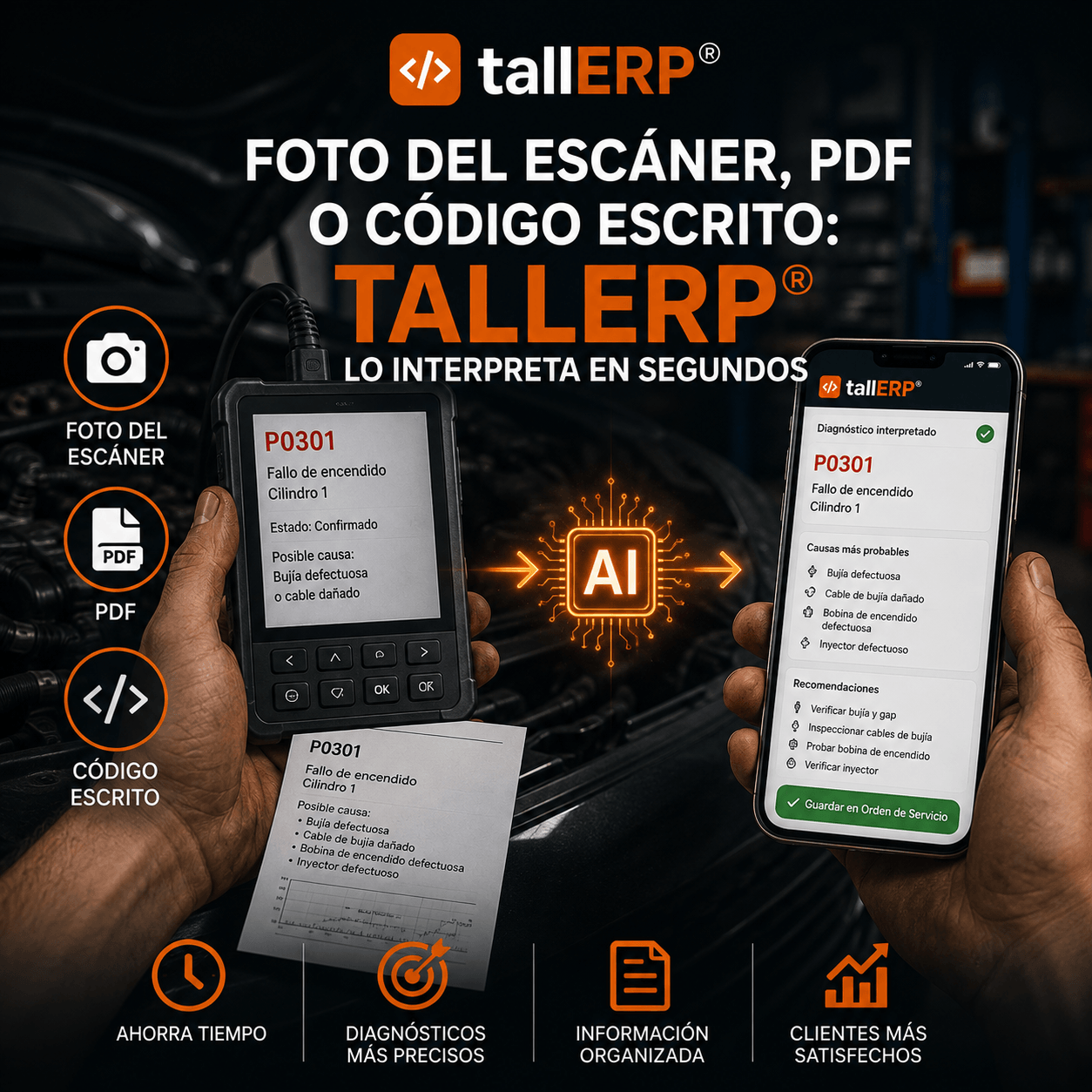 Foto del escáner, PDF o código escrito: TallERP® lo interpreta en segundos